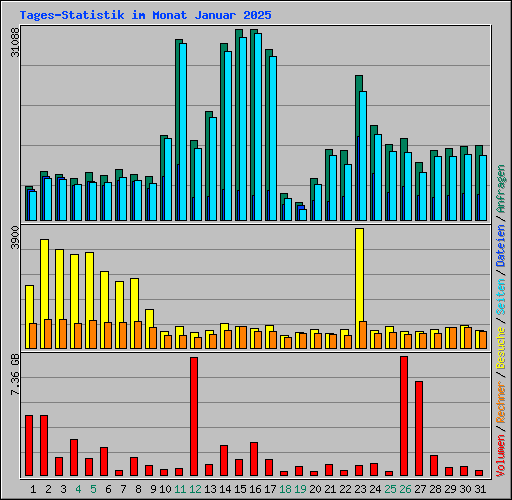Tages-Statistik im Monat Januar 2025
